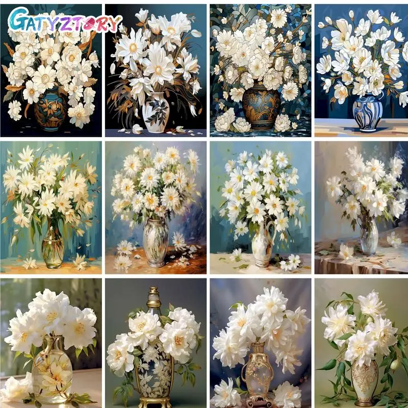 

Flower Painting By Numbers For Adults DIY Kits HandPainted Scenery On Canvas With Framed Oil Picture Drawing Coloring By Number