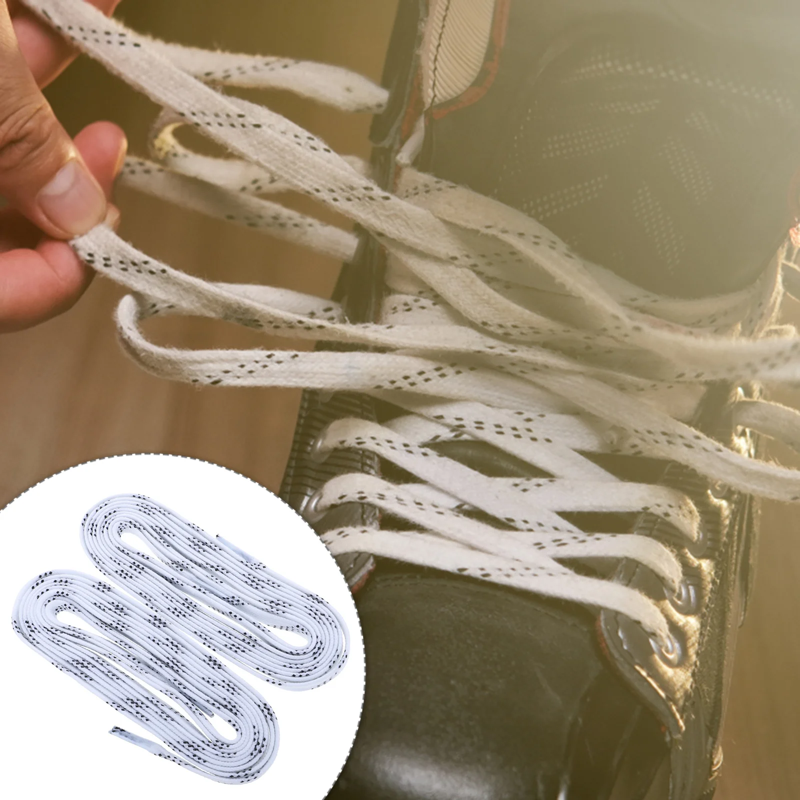 

1Pair Professional Waxed Hockey Shoelaces Anti-Fracture Anti-Freezing Replacement for Skiing Sports Shoes White 96 Inch