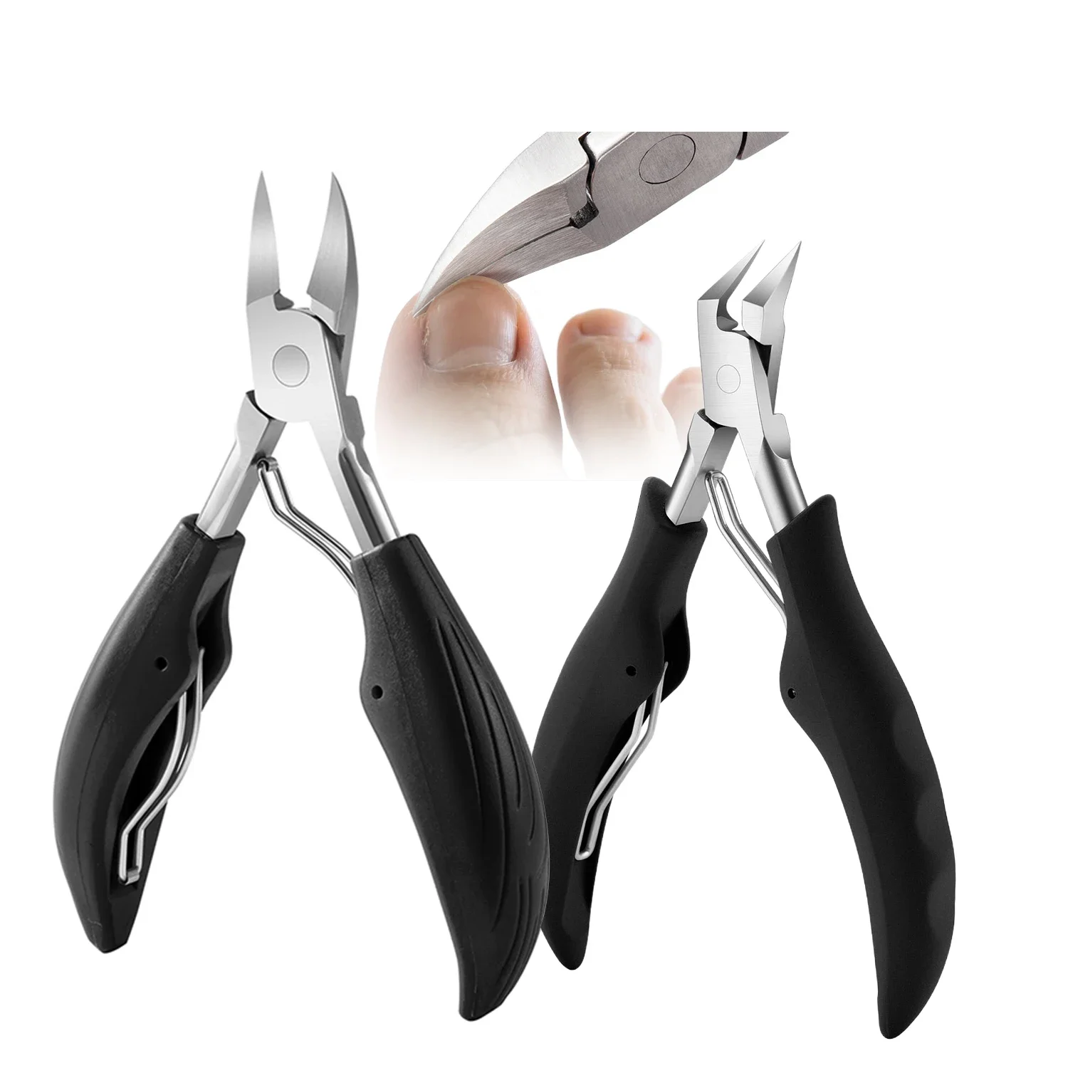 4PCS Ingrown Toenail Tool Set Heavy Thick Nail Clipper Precision Nipper Emery File for Elderly Tough Toenails Stainless Steel