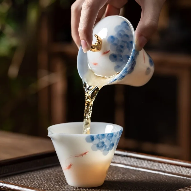 Ice seed jade porcelain cover bowl travel tea set outdoor portable express cup one pot three cups tea bowl leather handbag