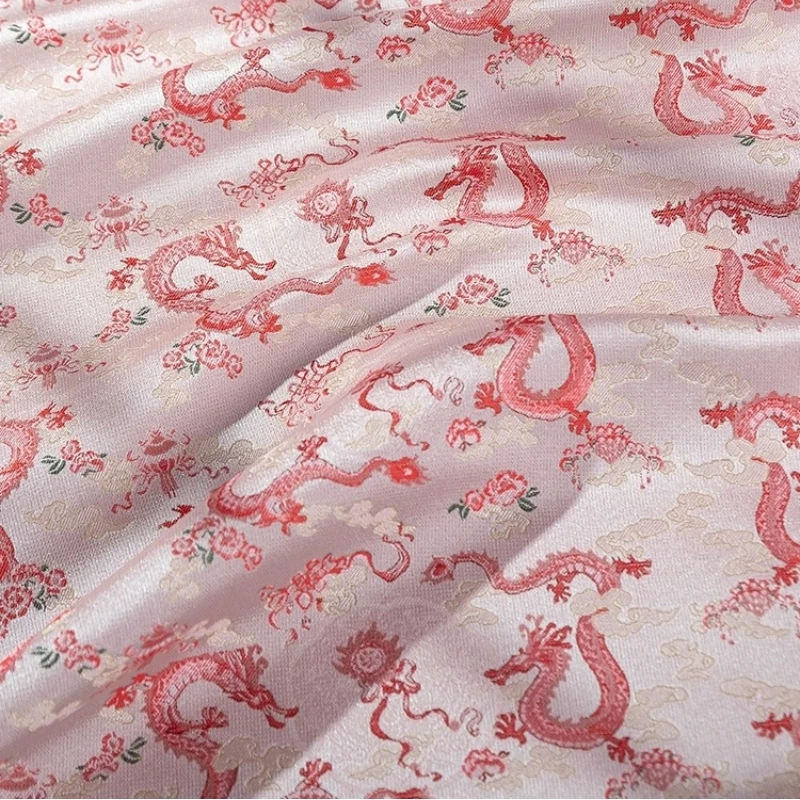 

24/203 Chinese Style Brocade Gold Dragon Fabric Gifts Packaging Clothings Pink/Yellow Polyester DIY Sewing Materials