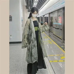 Women Loose Song Dynasty Hanfu Four Piece Suit New Chinese Style Hanfu Kimono Robe Vintage Green Chinese Hanfu Costumes