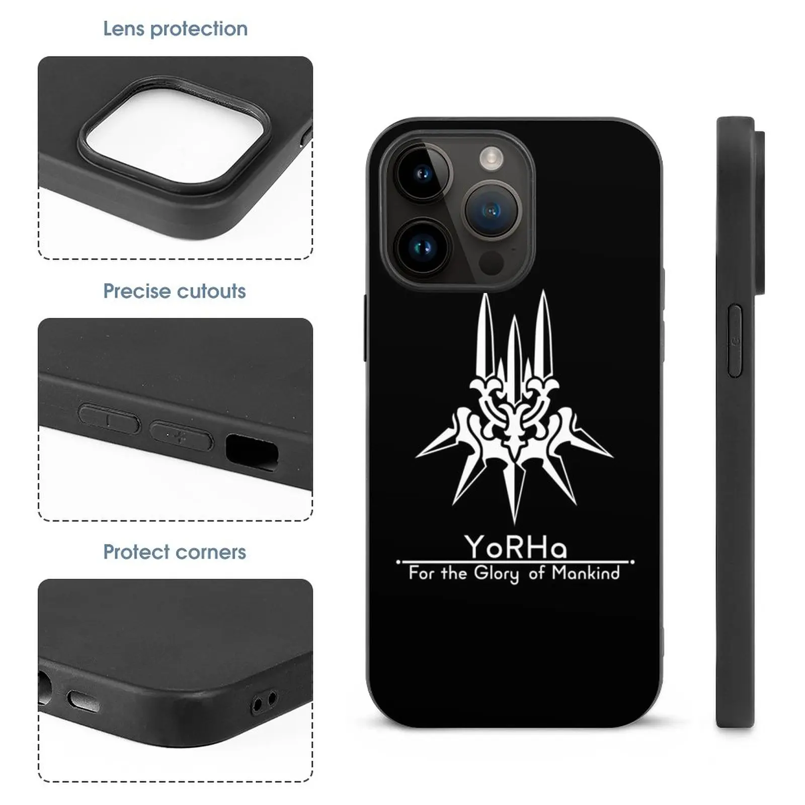 Yorha Motto Black Background Tempered Glass Case For Apple Iphone 15 14 13 12 Mini 11 Pro Max Xr 8 7 Plus Black Phone Case Nier