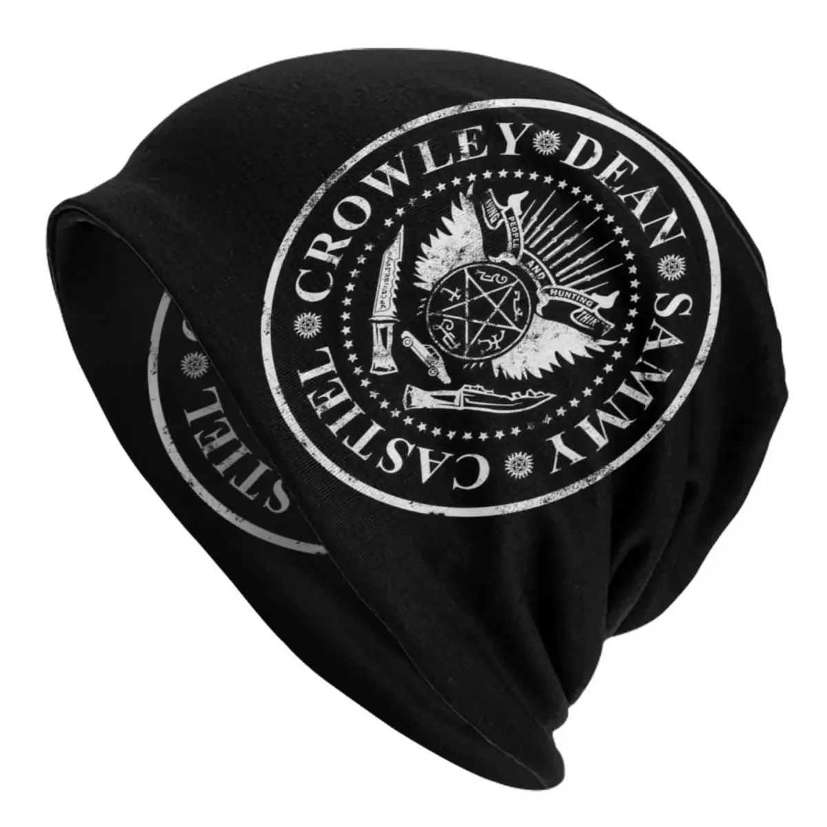 Supernatural Dean Sammy Castiel Crowley Skullies Beanies Hats Hip Hop Unisex Street Cap Warm Multifunction Bonnet