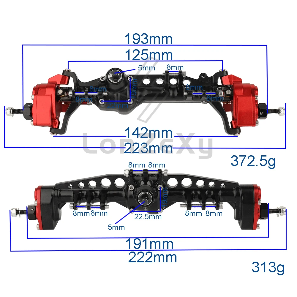 CNC Machined Aluminum Alloy Front and Rear Portal Axle for 1/10 RC Crawler Car Axial SCX10 III AXI03007 Metal Upgrades Parts