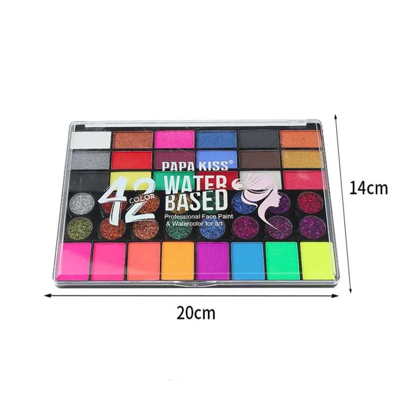 42 Colors Glow Neon Face Body Paint Art Makeup Palette Rainbow Water-Soluble Colorful Painting Festival Party Make Up Kit