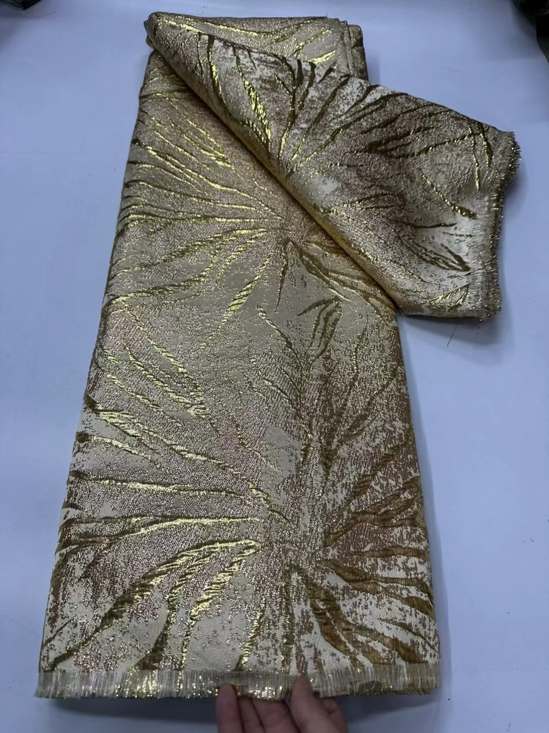 African Brocade Jacquard Lace Fabric 2025 High Quality Lace 5 Yards Net Lace French Gilding Lace Fabric For Wedding Party Dress