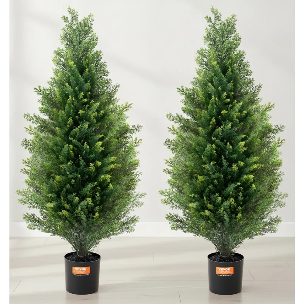 

36" Artificial Cedar Tree 2-Pack, UV Resistant Faux Evergreen Plants for Indoor Outdoor Home Decor
