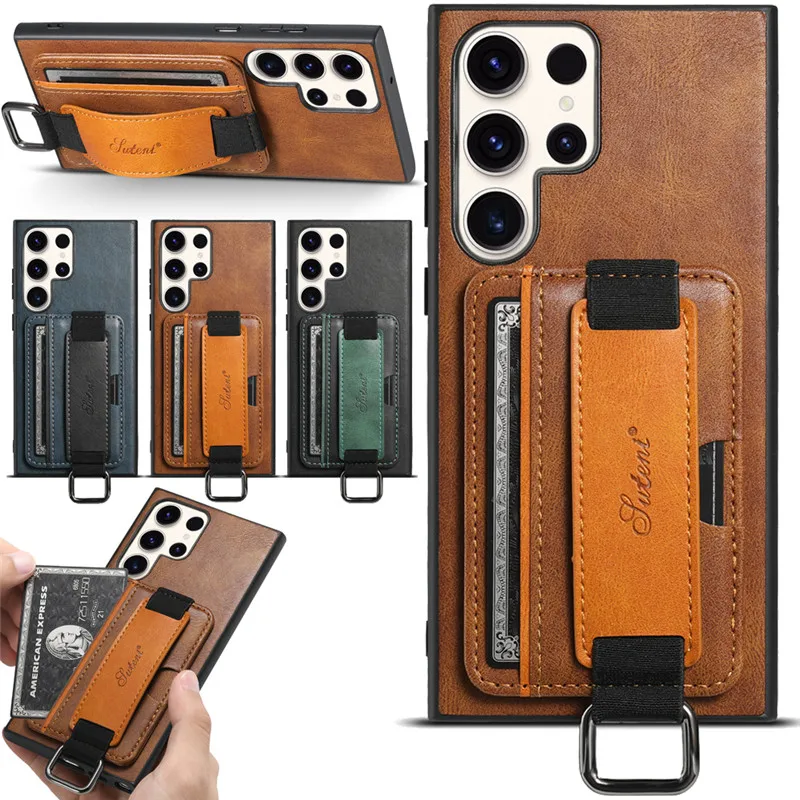 Leather Wallet Phone Case For Samsung Galaxy S24 S23 S22 FE Ultra Plus A53 A54 A13 A14 A24 A34 Note20Ultra Card Holder Cover