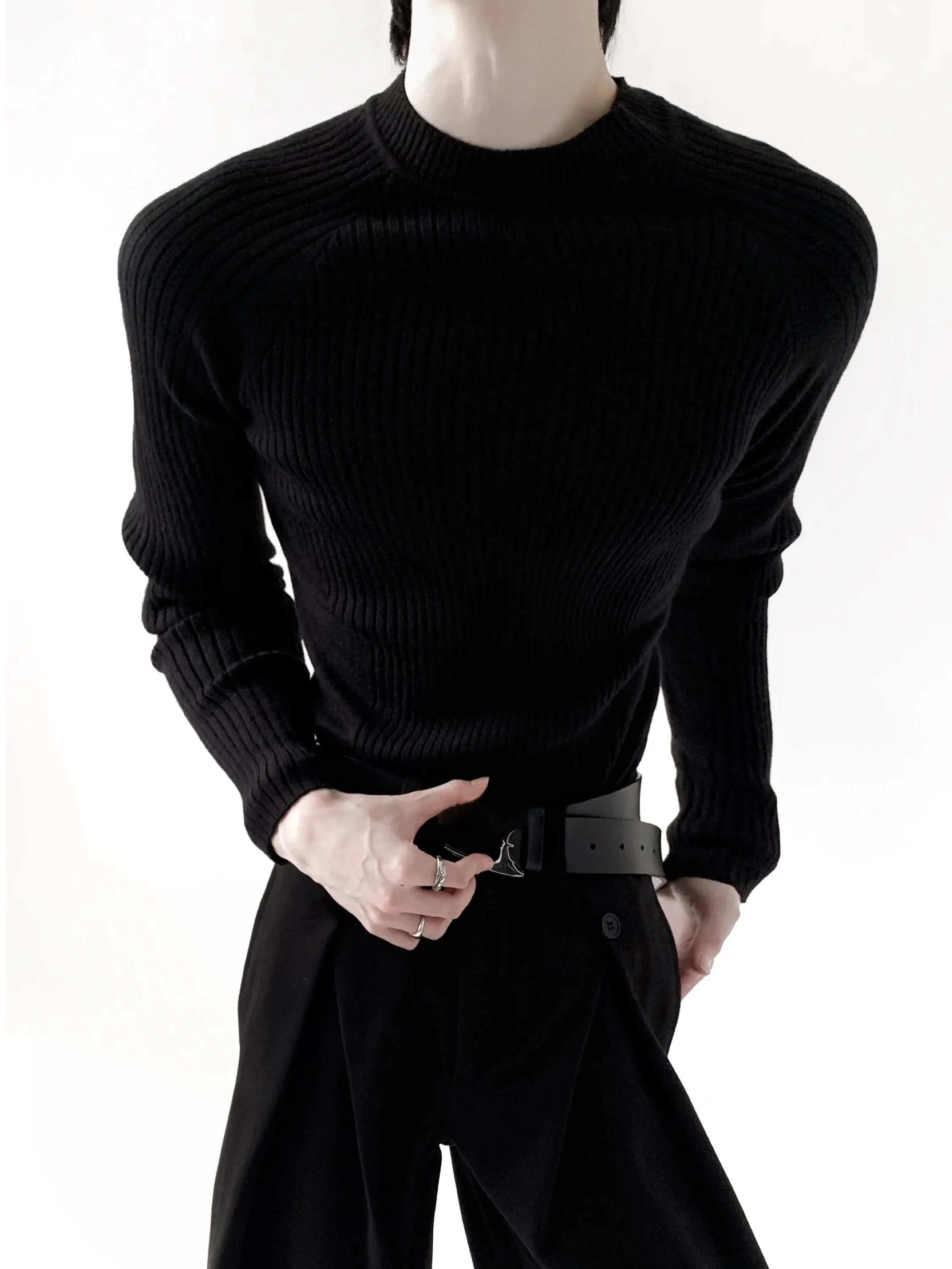 Cleanfit Knitted Slim Fit Long Sleeve Base Shirt Men's Inner Wear Casual Comfortable Thermal round Neck Sweater for Youth
