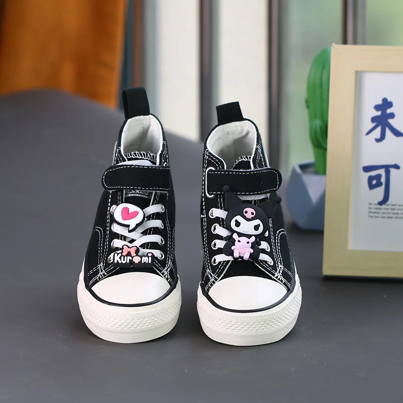 Kuromi Hello Kitty Anime Kawaii Sanrio Princess Shoes Fashion Cute Cartoon My Melody bambini Casual Board scarpe di tela regalo per bambini