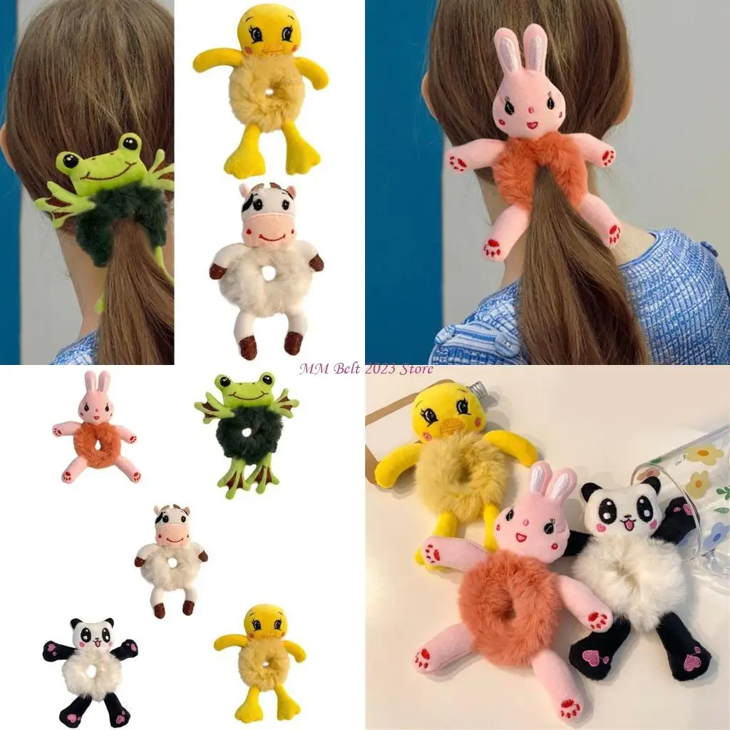 

49ME 5pcs/set Soft Plush Headrope Cartoon Animal Hair Bands for Fashionable Students