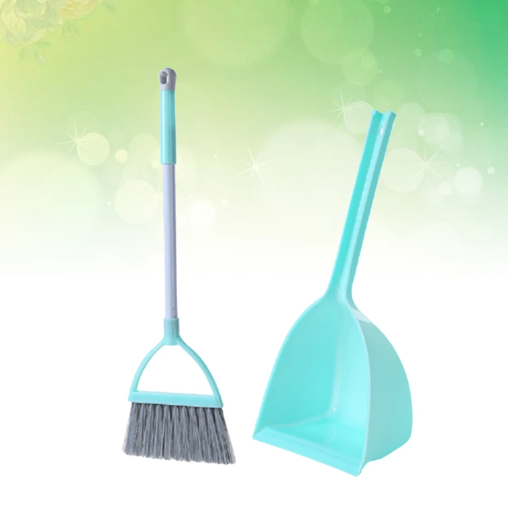 مجموعة مكنسة صغيرة أدوات تنظيف الأطفال باللون الأخضر النعناعي للأطفال التظاهر اللعب كنس التدبير المنزلي مساعد الوالدين والطفل