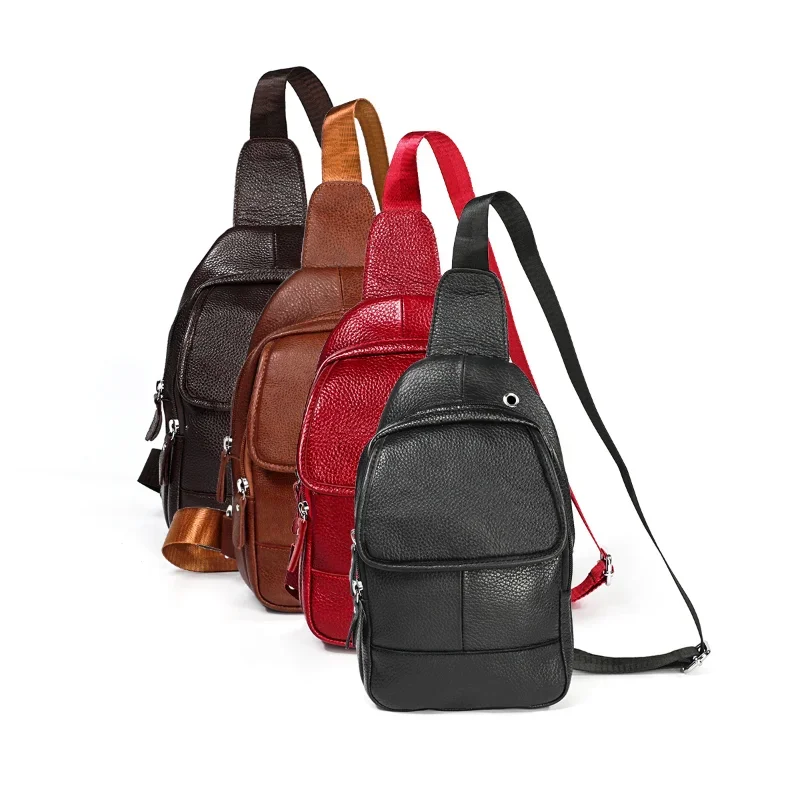 Chikage-Sac de poitrine en cuir grande capacité, sac à bandoulière pour téléphone portable, sac de taille de sport léger multifonction, tendance de la mode