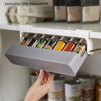 Kitchen Seasoning Bottle Storage Rack Spice Rack Self-adhesive Wall-mounted Under-Shelf Spice Organizer Kitchen Storage Rack