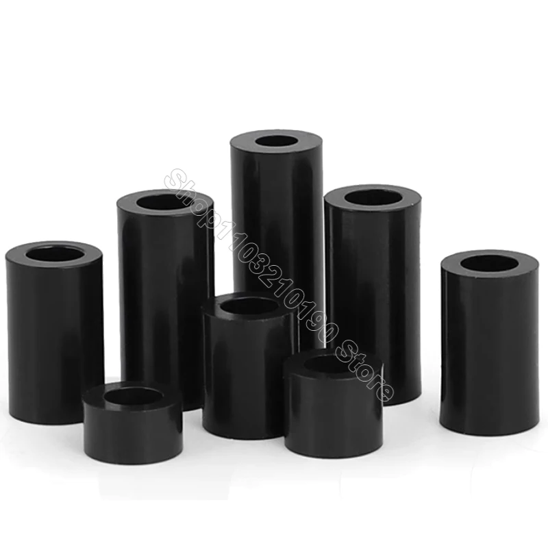 20-200Pc M5,M6 Zwart Abs Niet-Schroefdraad Nylon Spacer Ronde Holle Standoff Wasmachine Printplaat Schroef Kolom Od 9 11Mm, L = 3-50Mm