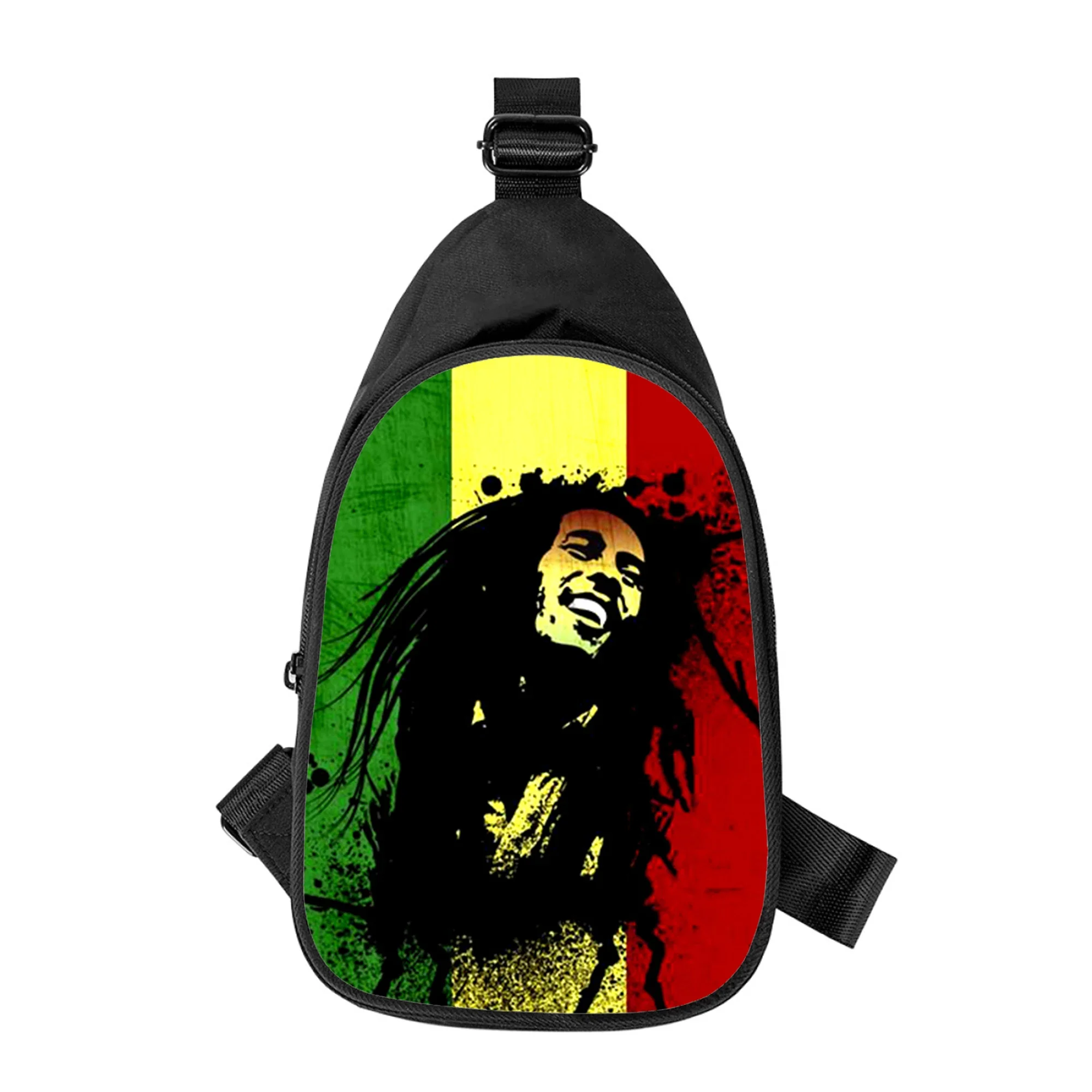 Bob Marley 3D พิมพ์ใหม่ผู้ชาย Cross กระเป๋าหน้าอกแนวทแยงผู้หญิงกระเป๋าสะพายสามีโรงเรียนเอวชายแพ็ค