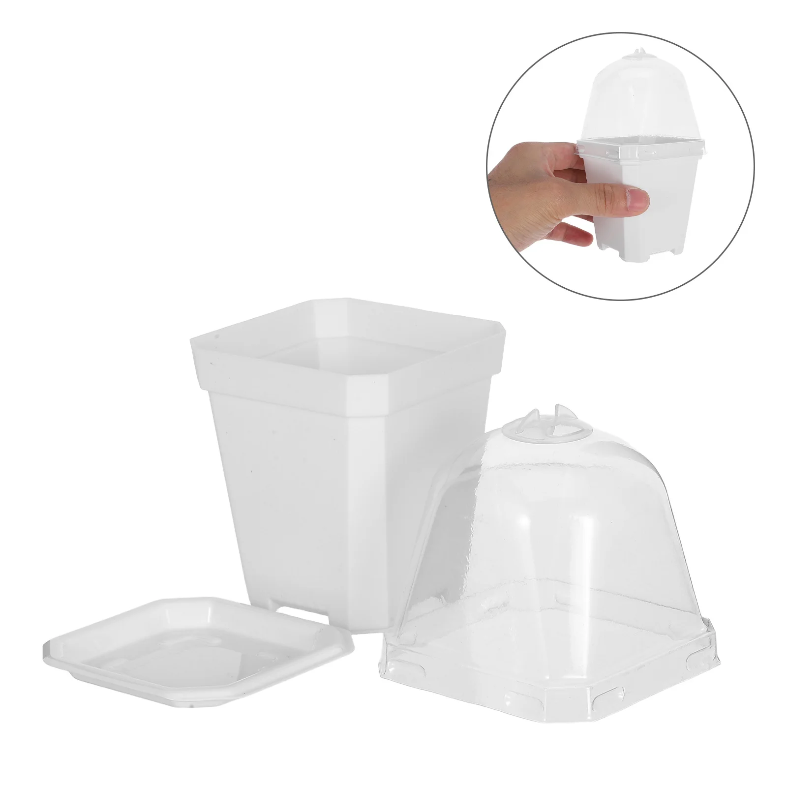 

10Sets Garden Flower Pot Set Thickened Plastic Nursery Pots Breathable Lid Drainage Small Succulent Planters Indoor Outdoor