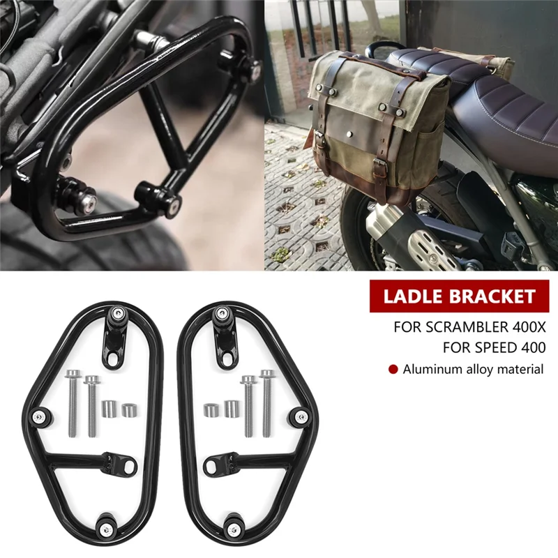 

AT92-Motorcycle Side Luggage Rack Support Holder Saddlebag Bag For Scrambler 400 X Speed 400 2024-2025