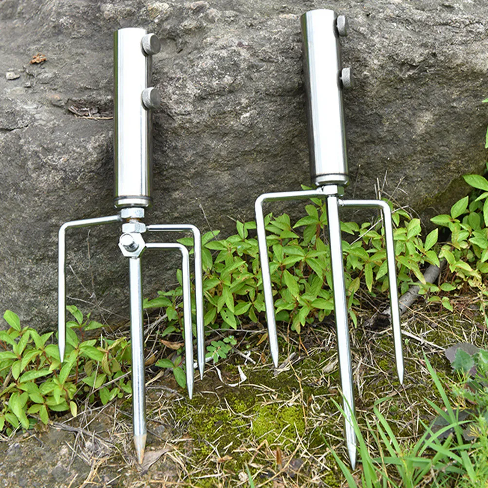 Stainless Steel Beach Windproof 3-Legged Anchor Outdoor Parasol Holder Sand Auger Fishing Metal Stand Outdoor Spike Lawn