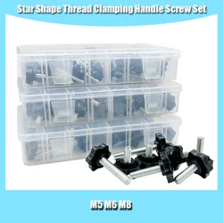 M5 M6 M8 Star Shape Thread Clamping Handle Bolt Bakelite Hand Knob Tightening Screw Industry Equipment Plastic Steel Set