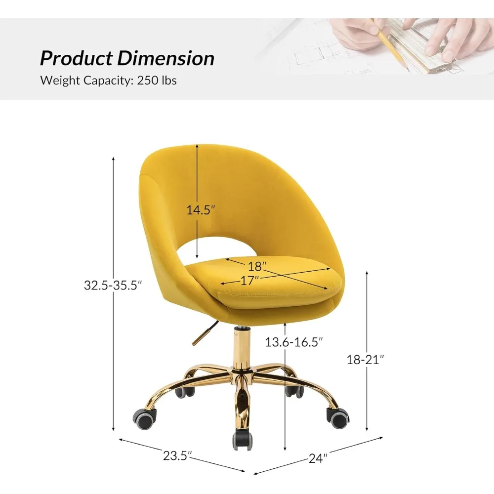 كرسي مكتب مخملي حديث من TINA'S HOME مع دوار قابل للتعديل، مكتب منجد مريح مع ظهر مفتوح، صغير لطيف لغرفة المعيشة #2