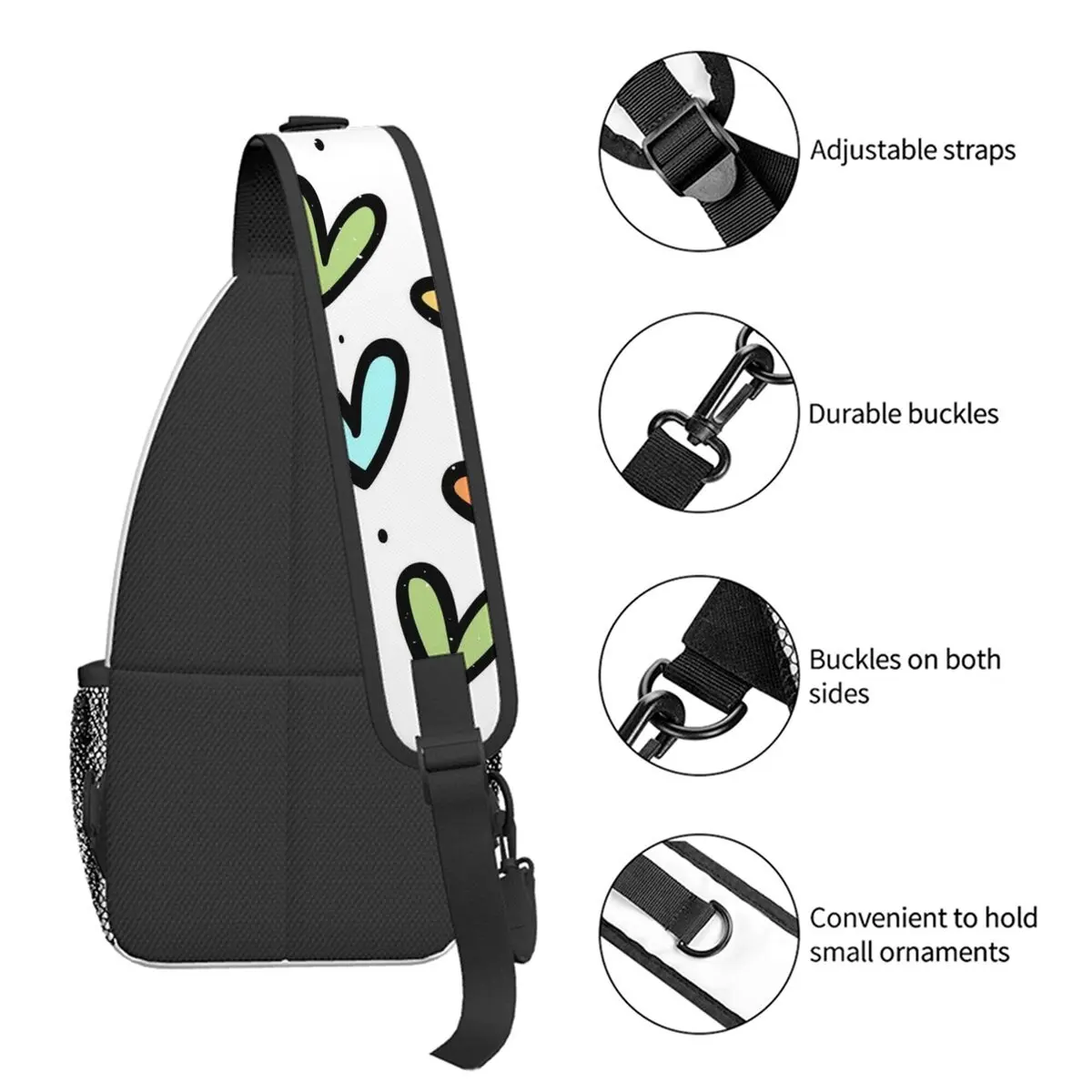 Heart Love Small Chest Bag Men's and Women's Kids Best Gift 2D Flat Cartoon Large Capacity Outdoor Sports Leisure Fashion Bag 5
