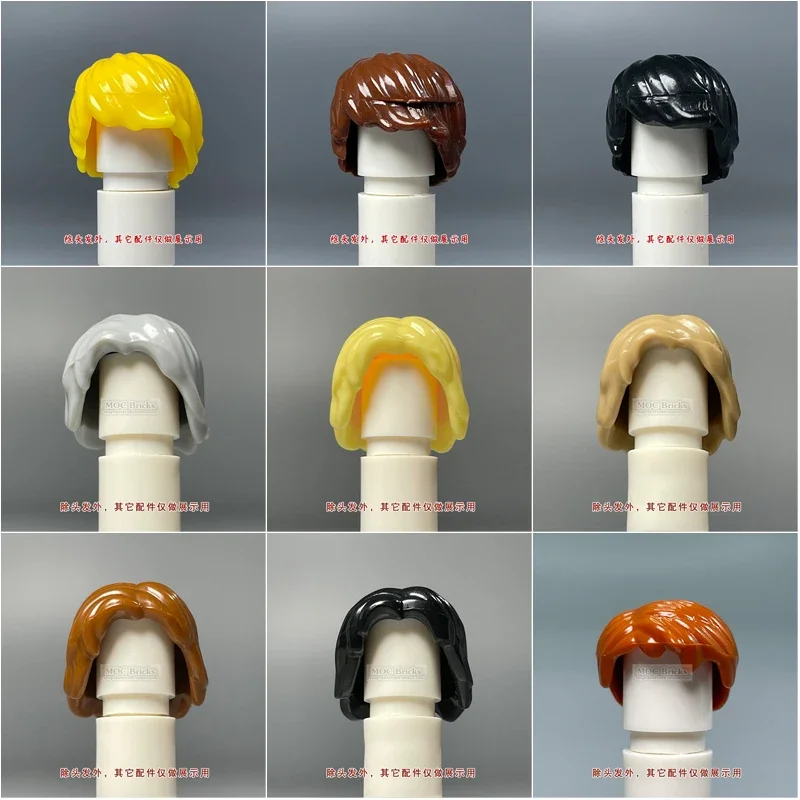 MOC City Figures Hair Building Blocks Character Head Parts Man Woman Girl Boy Head Brown Black Hairstyle DIY Bricks Kids Toys