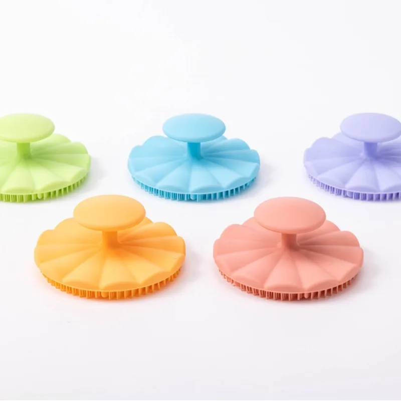 Soft Silicone Body Scrubber Shampoo Brush Handheld Shower Cleansing Brushes Exfoliating Bath Brush Head Massager Bathing Tools