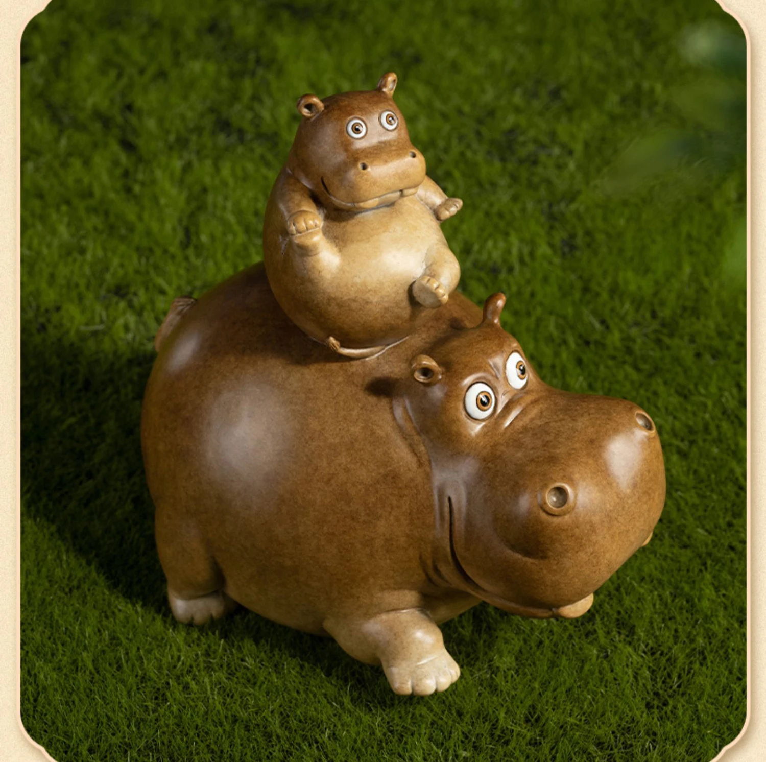 50% OFF Amazing TOP Handmade Rare hippo Mother and Child COPPER carving Animals work BAR CLUB HOME high grade decorative art