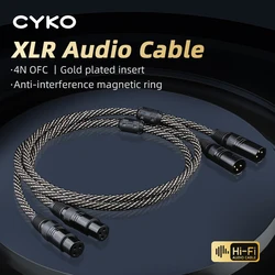 Kabel audio CYKO HIFI xlr Stereo o wysokiej czystości 4N OFC pozłacana wtyczka xlr męski na żeński do miksera mikrofonowego