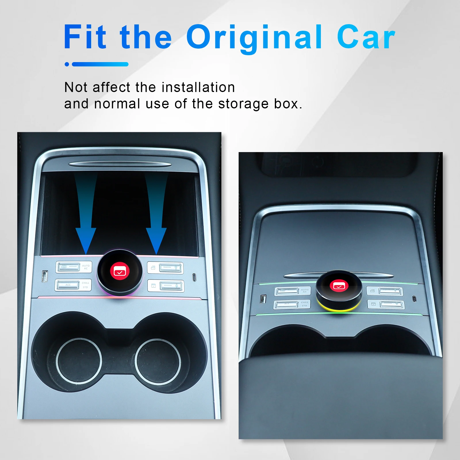 New Intelligent Physical Button Knob LCD AC Control Passenger Seat Control USB Type-C Fast Charger For Tesla Model Y 3 2021-2024