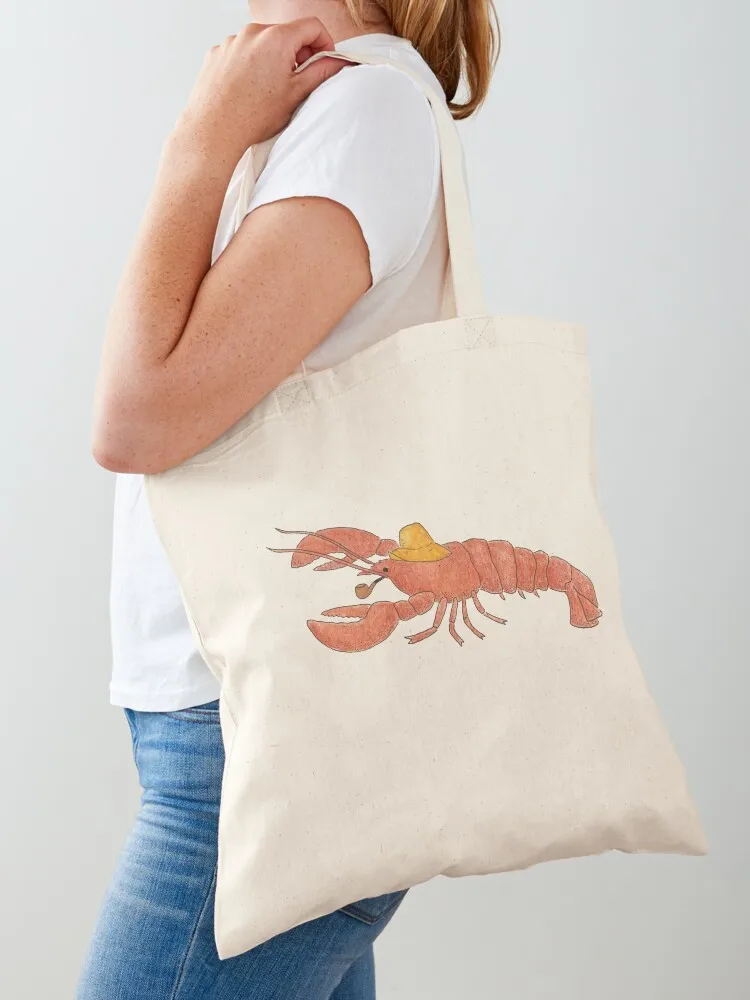 

Lobster with pipe and hat Tote Bag Canvas shoulder bag Candy bags custom fabric bag Big