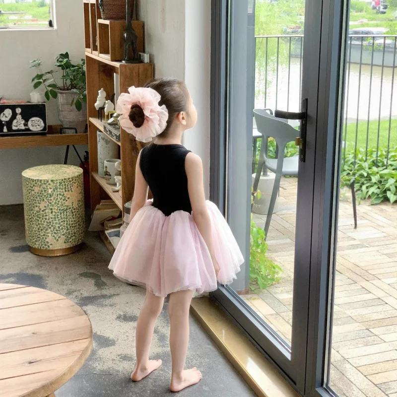 

Girls' Ballet Tank Dress Summer Baby Girl French Sweet Design Sleeveless Puffy Princess Dress Mesh Dress