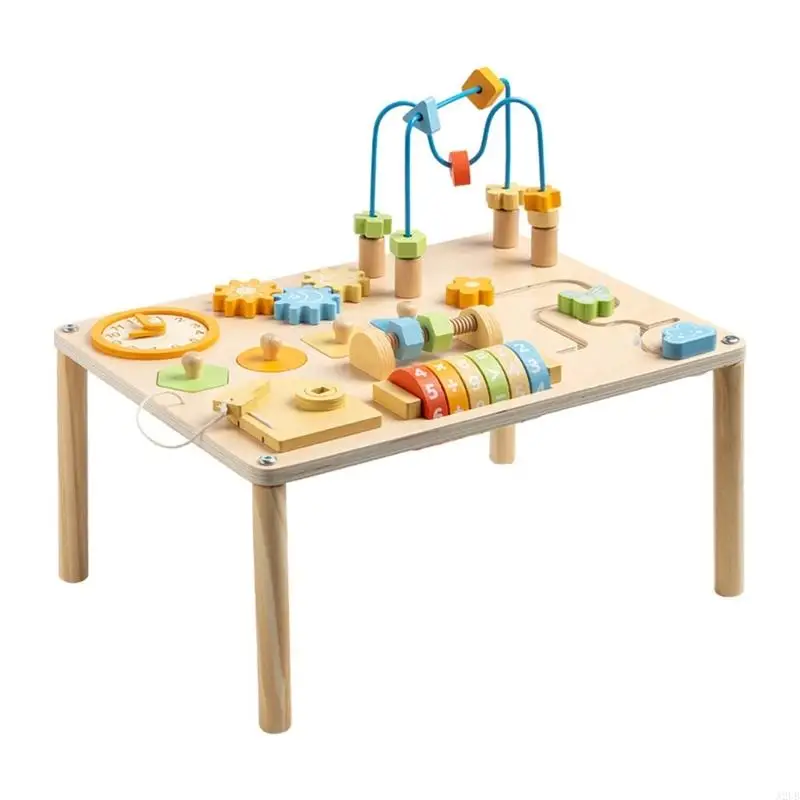 Natural Busy Boards Activity Table for Toddler Sorting Math Learning Fine Motor Skill Exercise Educational Toy A2UB