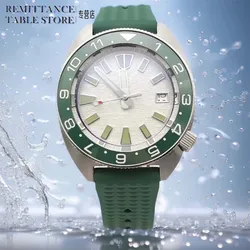 41mm Men's Mechanical Watch Thickened Sapphire Glass Drop Resistant Green Ceramic Bezel Rubber Strap NH35 Waterproof Clock