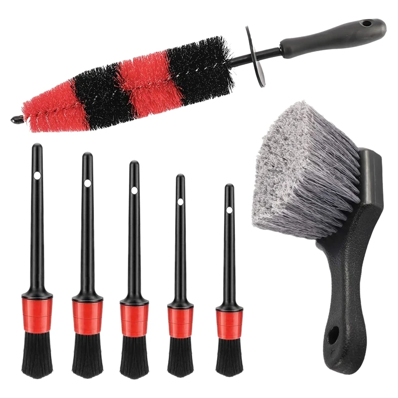 

Wheel Brush Set Car Detail Brush Set-Long Soft Wheel Brush Suitable For Tire/Rim/Motorcycle/Engine Cleaning