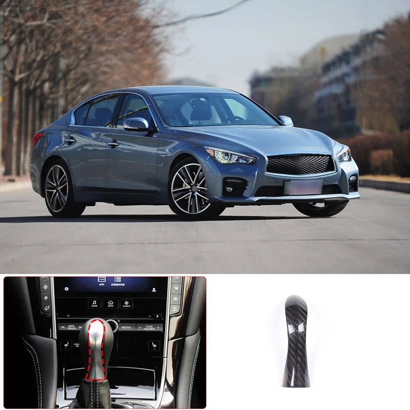 

For Infiniti Q50 Q50L Q60 2014-2017 Car Gear Shift Knob Head Decoration Cover Stickers real carbon fiber interior accessories