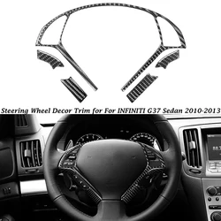 5Pcs/Set Carbon Fiber Look Inerior Steering Wheel Trim Fit For INFINITI G37 Sedan 2010 2011 2012 2013