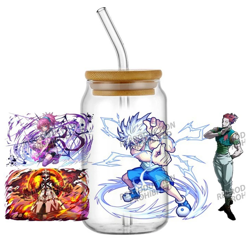 Beliebte Anime HUNTER×HUNTER 16oz UV DTF Neues Design Manga 3D Aufkleber Cartoon Aufkleber Tasse Becher UVDTF Handwerk DIY Geburtstagsgeschenk