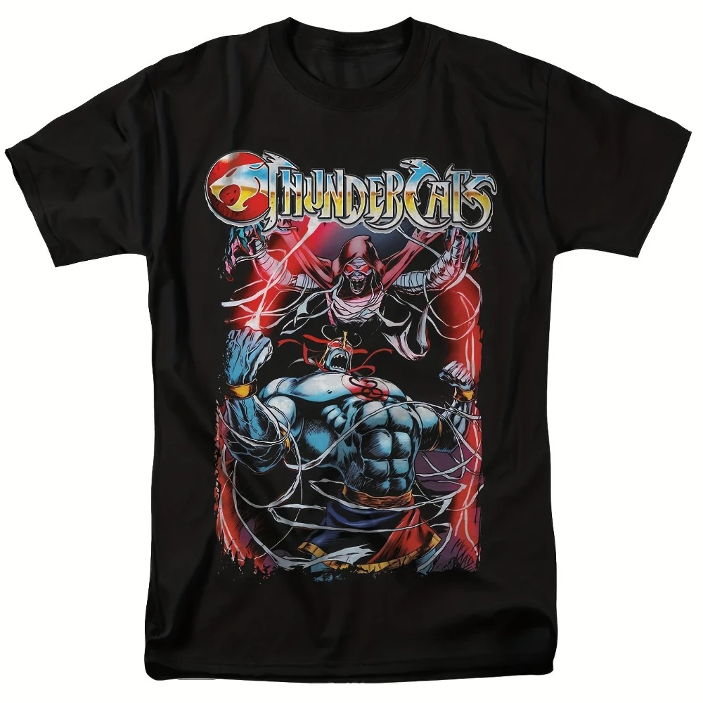 Men'S Thunder 80s 90s Retro Graphic T-Shirt Lion-O ThunderCats Action Print Vintage 80s/90s Anime Manga Style Round Neck Tee