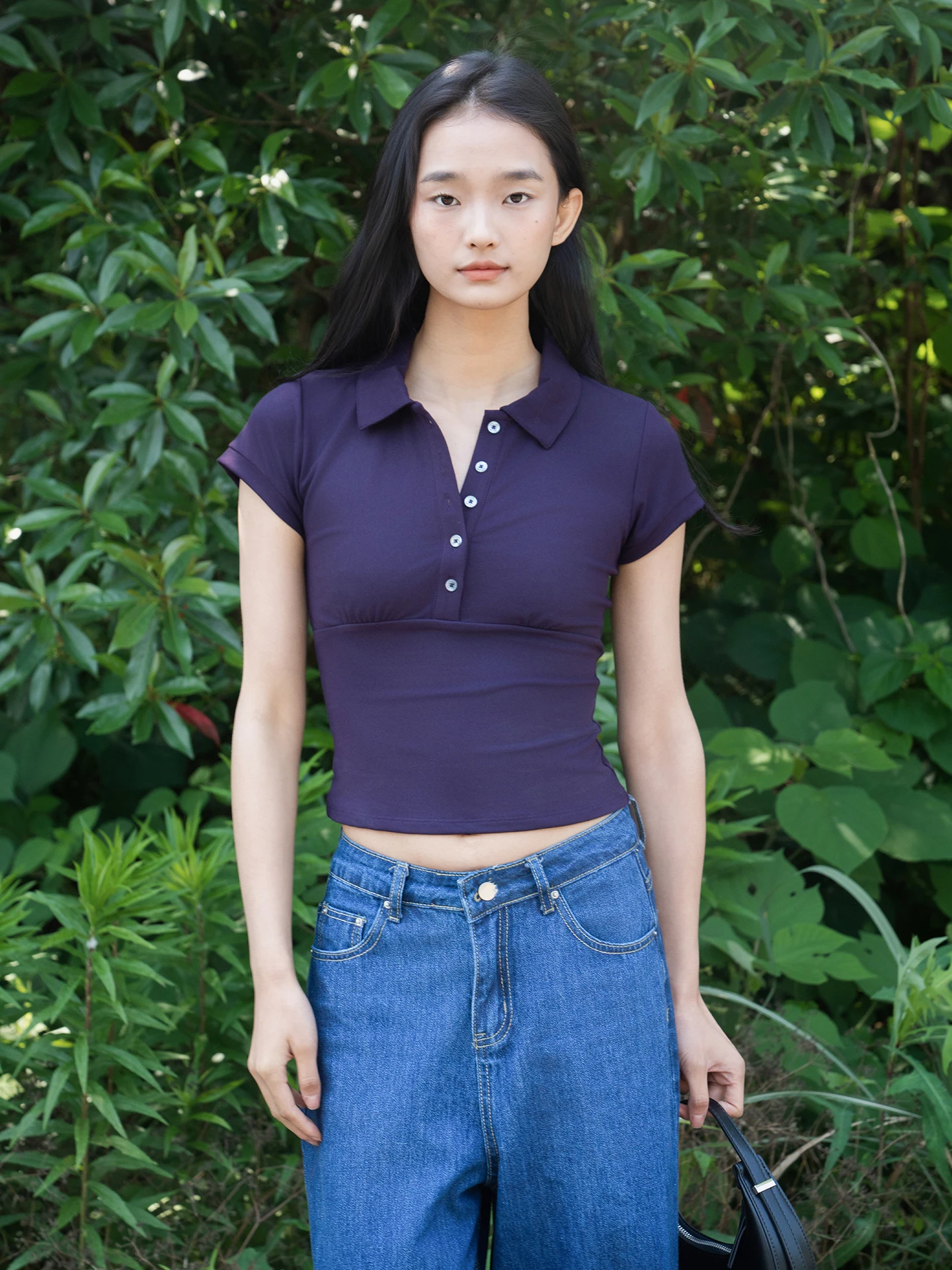 

American Sports Sle High Waist irt Women's Collared Pullover Elastic Slim Fit ort Sve T-irt Casual Wear