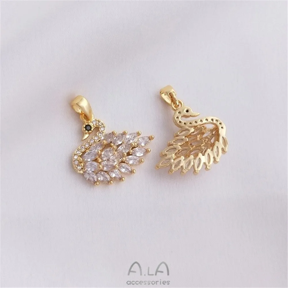 

Micro-inlaid Zircon White Zirconium Pink Swan Black Swan Pendant Handmade Diy Sweater Chain Clavicle Necklace Jewelry Pendant
