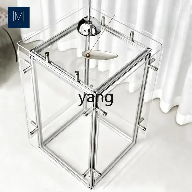 

YJQQ acrylic transparent sofa side cabinet living room home bedroom bedside table aluminum display shelf
