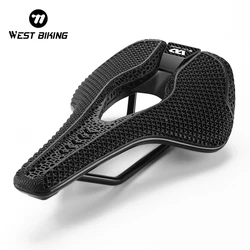 WEST BIKING 3D Printed Bicycle Saddle MTB Zoned Shock-Absorbing Bike Speed Seat Road Bike Racing Triathlon Enduro Cycling Saddle