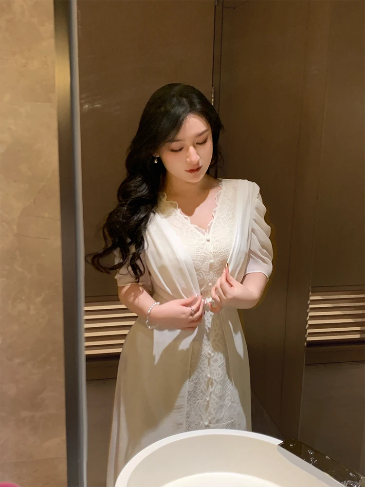 

Elegant Pure Classy plus Size Women's Dress French Style Ball Gown Lightweight Dress A-Line Skirt Zipper Closure Summer Dress
