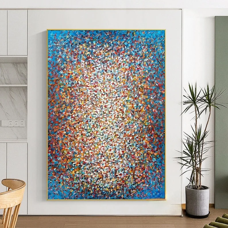 Customize Large Size Modern Abstract Colorful Handmade Canvas Wall Art Jackson Pollock Oil Painting For Home Living Room Decor
