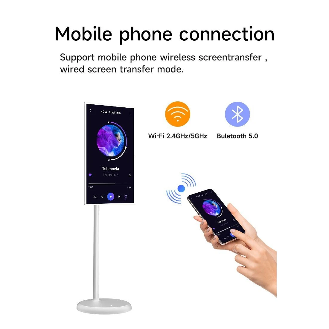 Smart Interactive TVs 21.5/24/27/32 Inch Portable Battery Operated Monitor Wireless Moveable for TikTok YouTube Content Viewing