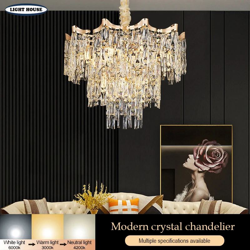 Modern Crysta Chandelier Round Pendant Light for Living Room Ceiling Chandelier Living Room Decoration