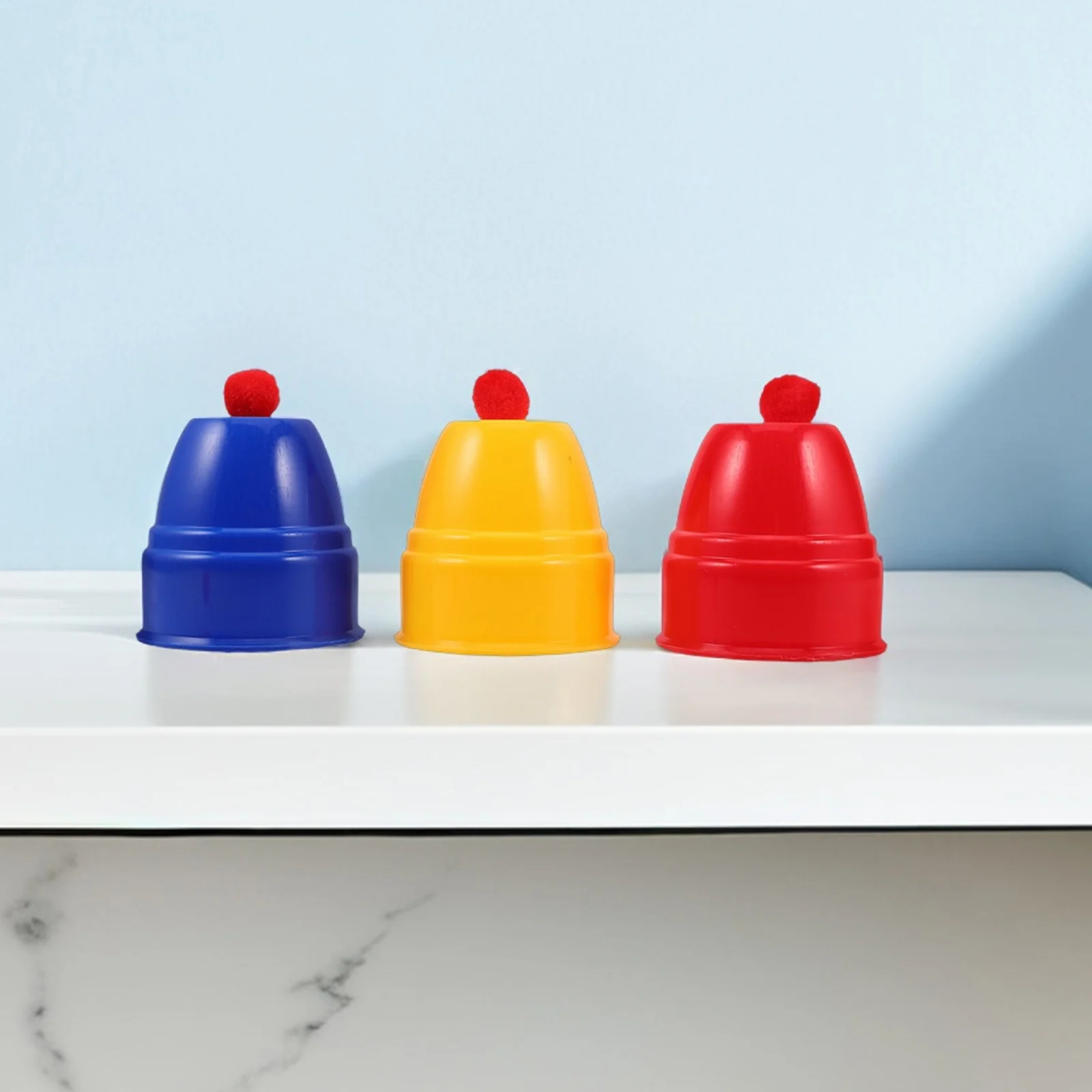 10Sets Cups and Balls Trick Kit Trick Cups Knitted Balls Magician Props for Kids Parties Beginners Tricks for Kids